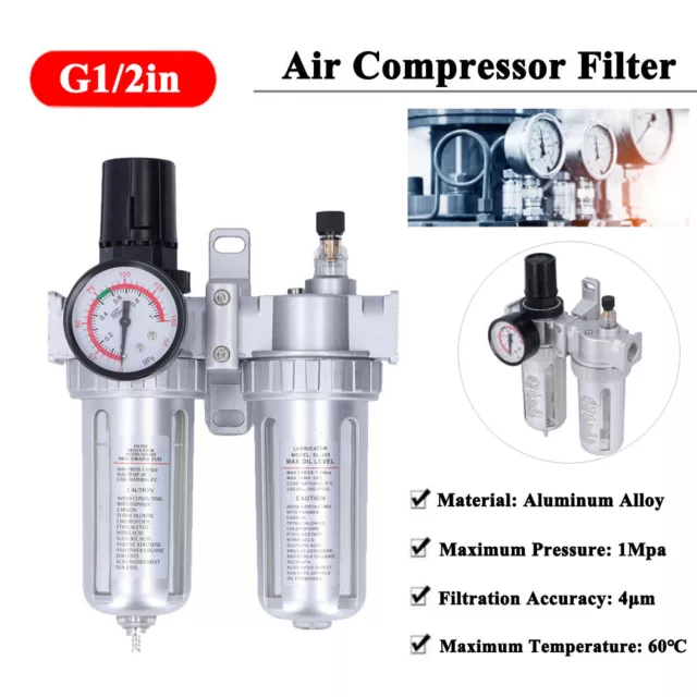 G1/2in 1Mpa     Filter Water Oil Separator Regulator w/Pressure Gauge