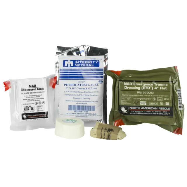 North American Rescue Individual Aid Kit Control bleeding + penetrating injuries