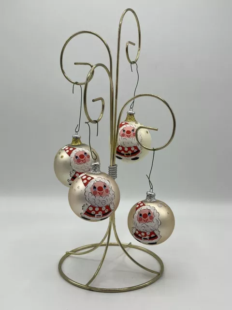 Vintage Hand Blown Glass Christmas Ornament Santa Inarco Italy | Set of 4