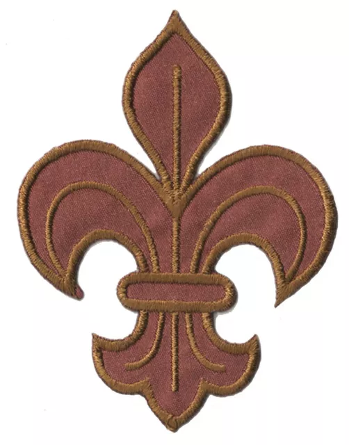 Patch écusson patche fleur de lys marron brodé thermocollant lily