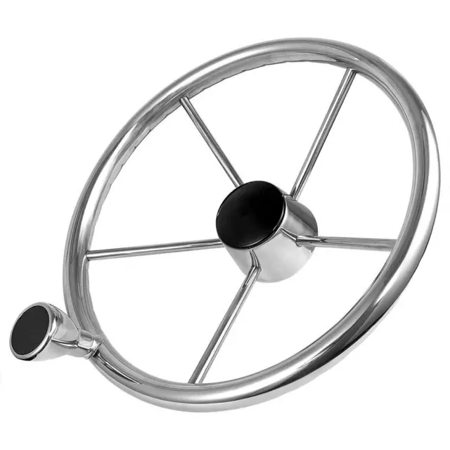 Boat Marine Steering Wheel Stainless 5 Spoke 25 Degree With Knob 13.5" Steering