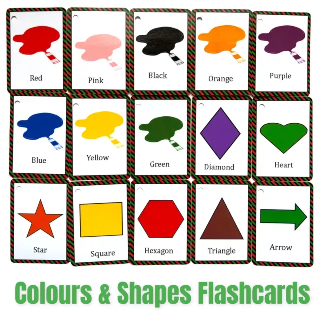 Colours & Shapes Flash Cards Kids Educational Pre School Learning Set