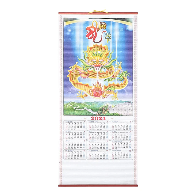 2024 CHINESE WALL Scroll Calendar , 2024 Year of Dragon Wall Calendar