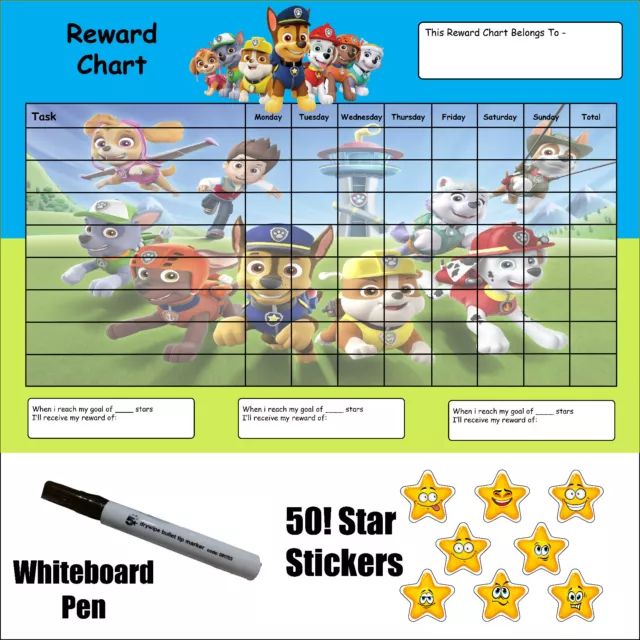 Potty / Toilet Training Reward Chart -  A4 Reusable Kids Childrens personalised