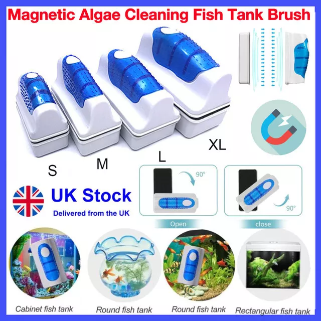 Magnetic Fish Tank Brush Algae Magnet Aquarium Glass Aquatic Cleaner Cleaning UK