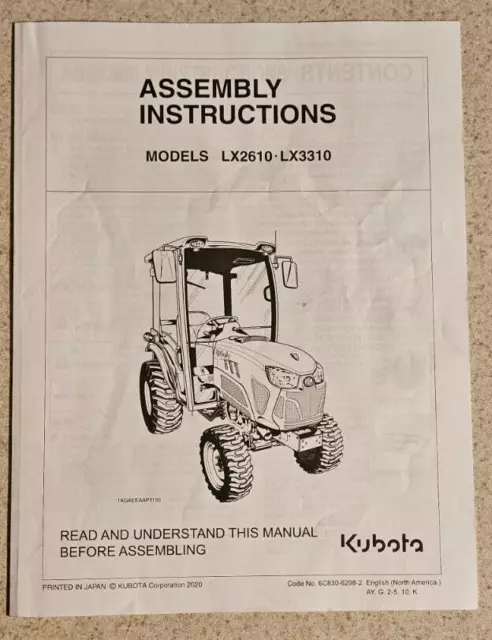 Kubota Model Lx2610 Lx3310 Tractor Assembly Instructions Manual 2020