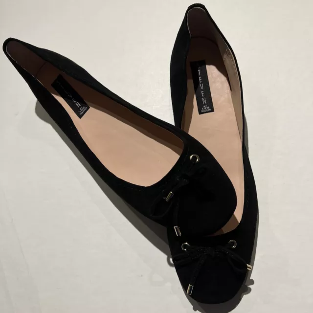 Steven Staple by Steve Madden BLACK 10M Ballet Flats Bow