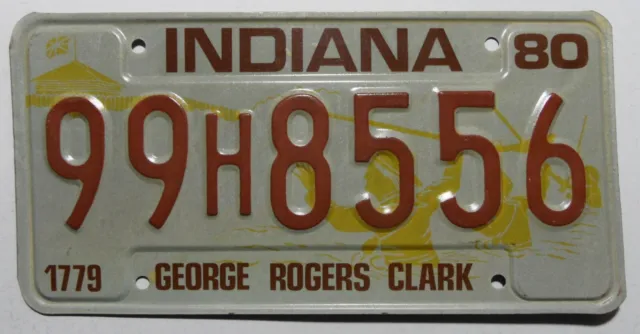 USA Nummernschild aus Indiana "1779 GEORGE ROGERS CLARK" von 1980. S-8854.