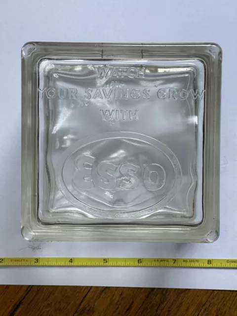 Vintage Esso Gas Station Glass Coin Bank NOS Shape Flawless NY worlds Fair