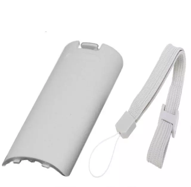 White Replacement Battery Cover & Wrist Strap Set For Wii Remote Controller