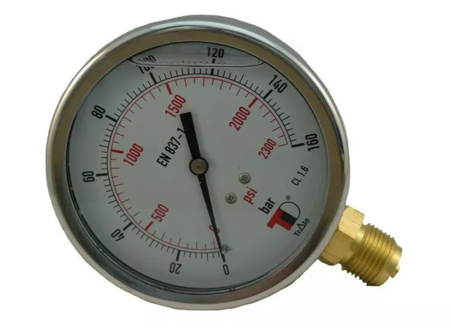 Hydraulik Pneumatik Manometer senkr. Glycerin 1/2" AG Ø 100 mm DIV Anschl. unten