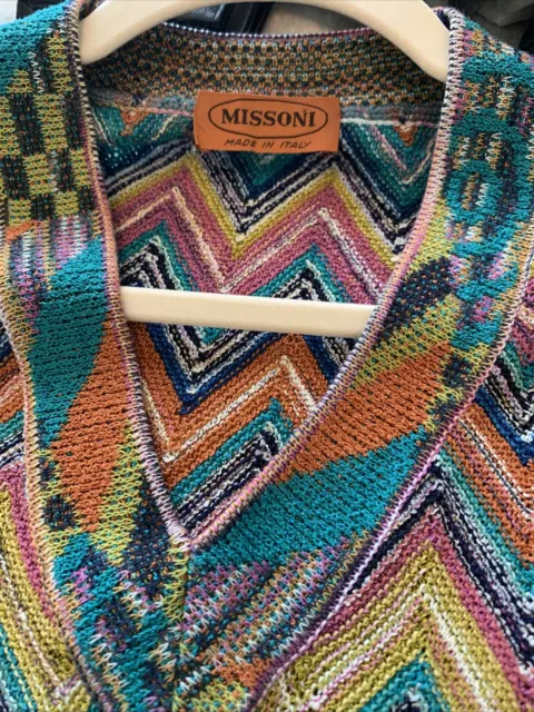 Missoni Multicolor Chevron ZigZag Cotton Vest Sweater M ?