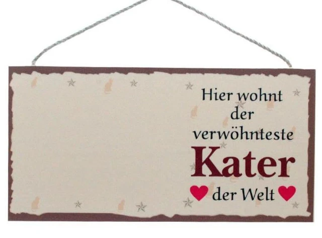 Verwöhnter Hangover Cat Wooden Sign Door Animal Wood 9 13/16in
