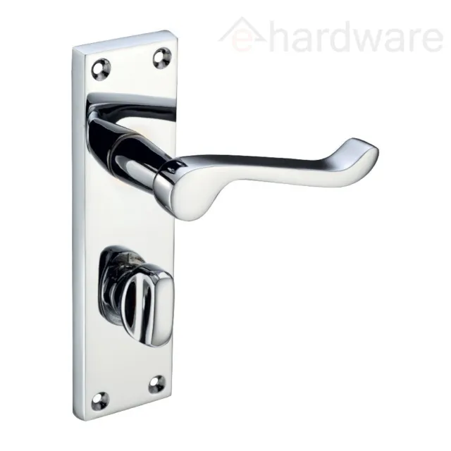 Chrome Internal Door Handles Sets - Lock Latch Bathroom - Polished Chrome