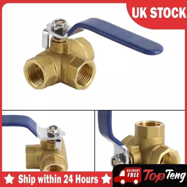 3-Way Ball Valve Female T Port Lever Handle 1/2" NPT Made Of Forged Brass SC