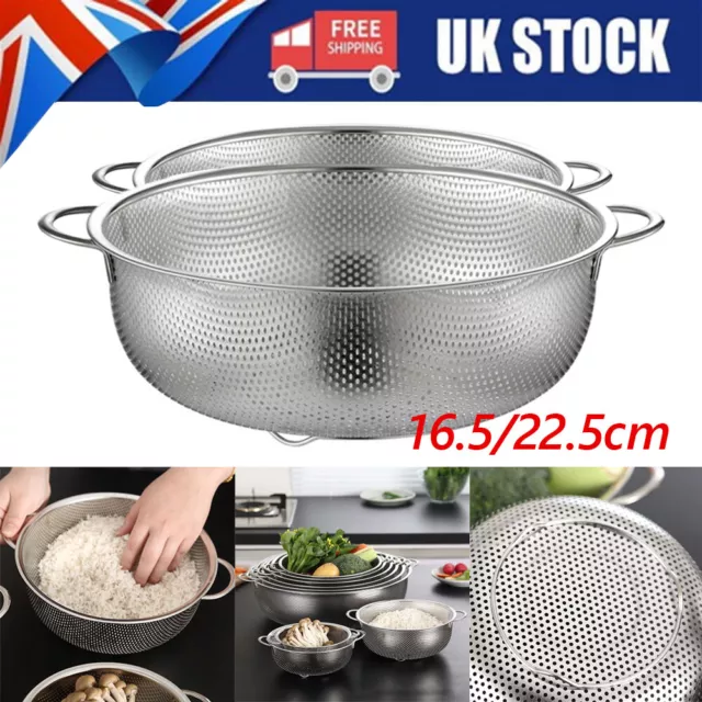 Large Stainless Steel Fine Mesh Sieve Food Rice Vegetable Fruit Kitchen Strainer