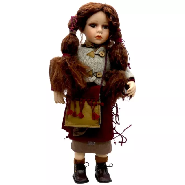 Topline Austria Artesanal Muñeca de Porcelana Cabeza Roja Con Bolsa Aprox 40 CM