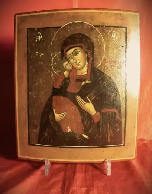 ANTICA ICONA RUSSA “ MADONNA DI VLADIMIR” sec. XIX -1800