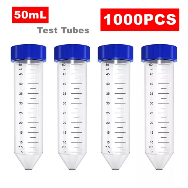 50mL Conical Centrifuge Tubes,Clear Plastic Centrifuge Tube Leak-Proof Screw Cap