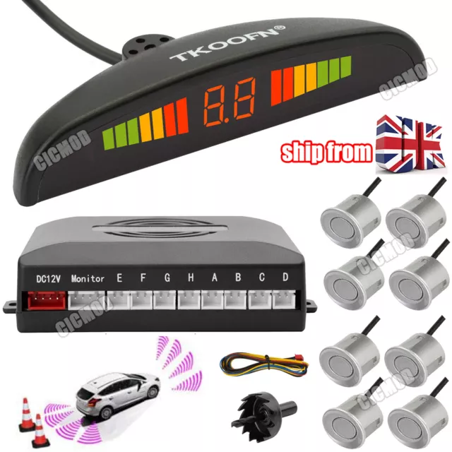 Front and Rear 8 Sensors Car Reverse Parking Radar Buzzer Alarm LCD Display Kit