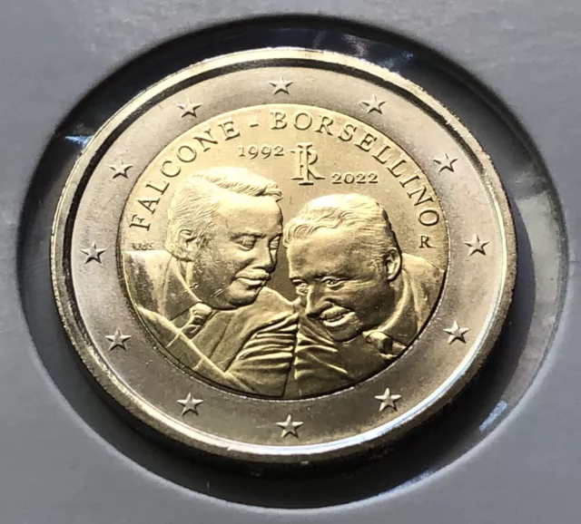 ITALIA 2022 FALCONE E BORSELLINO MONETA 2 EURO NUOVA FDC cartoncino protettivo