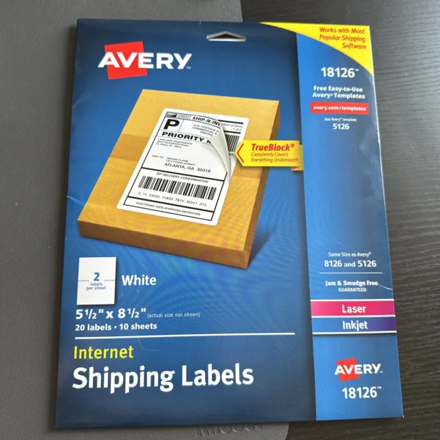 Avery Internet Shipping Address Labels for Laser Inkjet Printers - 20 Labels