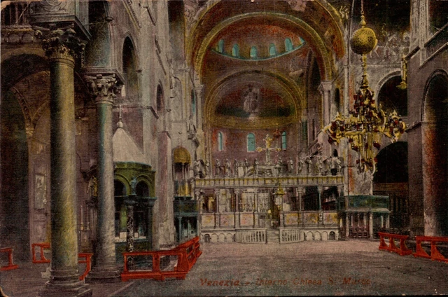 Vintage Postcard Venezia Interno Chiesa San Marco Venice Italy Internal 1920s