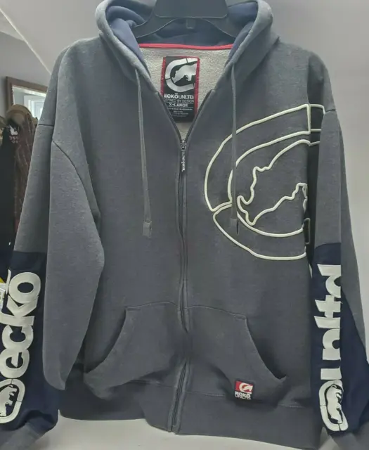 Ecko Unlimited Rhino Embroidered Heavy Fleece Hoodie Jacket XL