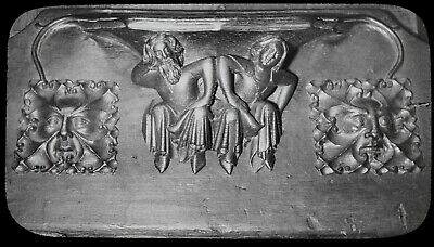 Magic Lantern Slide CHESTER CATHEDRAL MISERICORD MAN & WOMAN DATED 1919 PHOTO