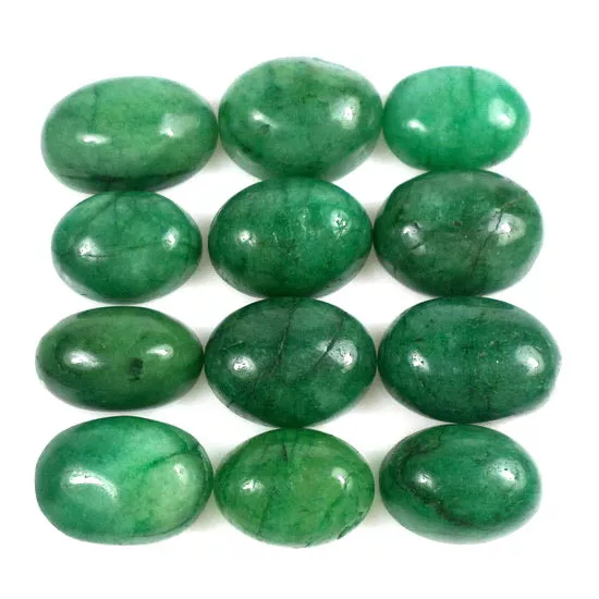 155Cts+/12Pcs Ebay Natural Oval Cab Brazilian Loose Green Emerald Gems Lot GEM
