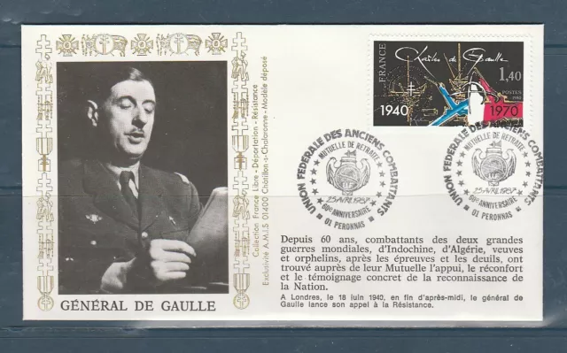 FRb enveloppe union  des anciens combattants général De Gaulle  01 Péronnas 1987