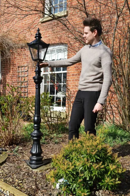 Black Deluxe Fluted Barley Twist 1.7m Tall Victorian Style Garden Lamp Post Set