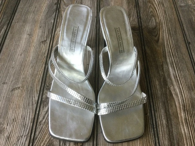 Amanda Smith Silver Open Toe Sandle Shoes 3" heel Size 7.5 Amanda Smith Silver Open Toe Sandle Shoes 3" heel Size 7.5