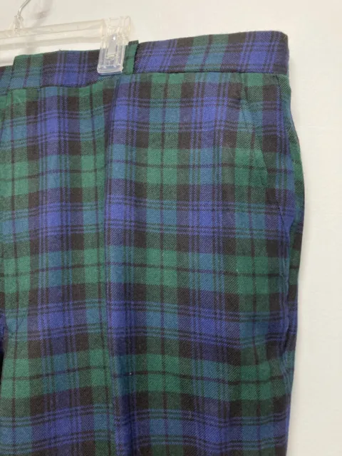 Rare Vintage Made In Usa Wedge Wood Green Blue Plaid Mens Pants