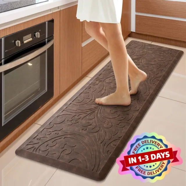 WISELIFE Tapete de cocina acolchado antifatiga, 17.3 x 59 pulgadas,  impermeable, antideslizante, tapete ergonómico de PVC cómodo para cocina,  hogar