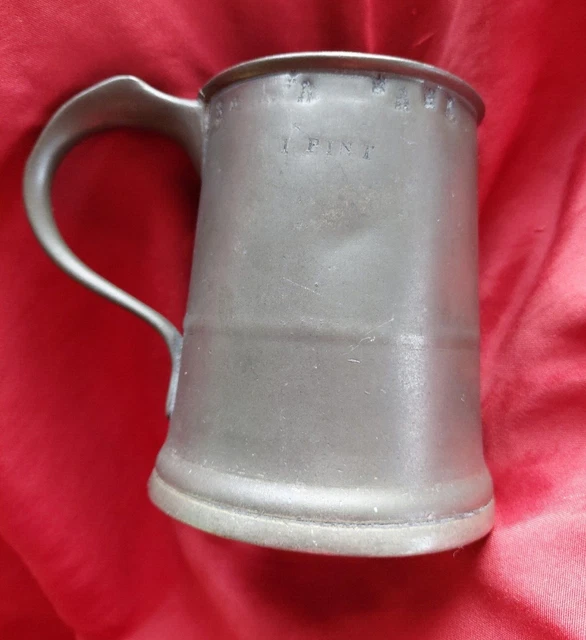 Antique Pewter 1 Pint  Tankard