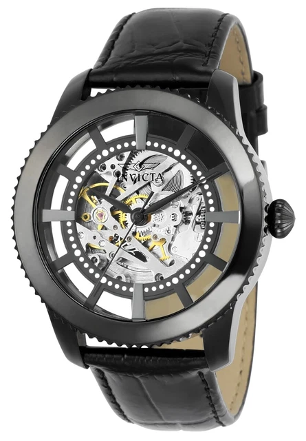 Invicta 22 mm Mens Vintage Automatic 3 Hand Black Dial Watch