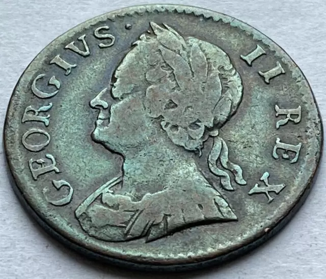 1754 King George Ii Copper Farthing / #311