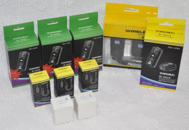 YONGNUO RF-602/N Trigger Transmitter RF-602RX Receiver Plus Extras Bundle NIKON