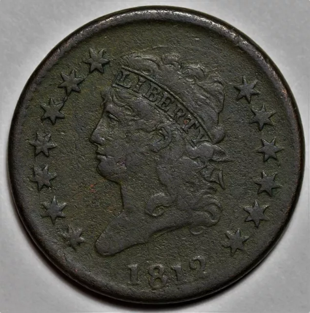 1812 Classic Head Large Cent - Corrosion - US 1c Copper Penny Coin - L39