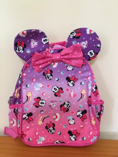 NWT Disney Store Minnie Mouse Pink Backpack School bag Junior