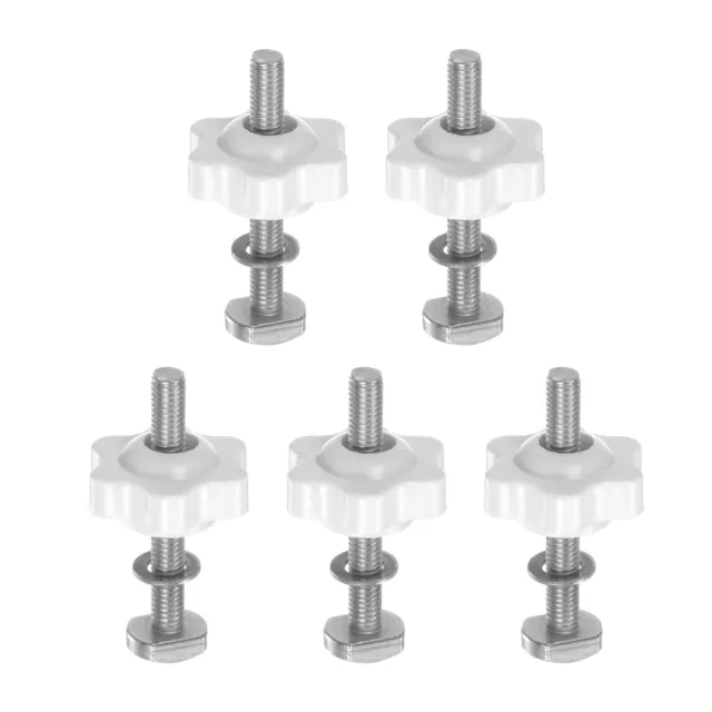 Set da 5 bulloni scala a T kit bottone M5x40 mm bulloni filettati M5x25 mm dado, bianco