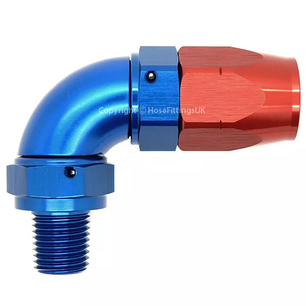 1/4 NPT MALE Swivel to AN-8 90 DEGREE FULL FLOW CUTTER Fuel Braided Hose Fitting