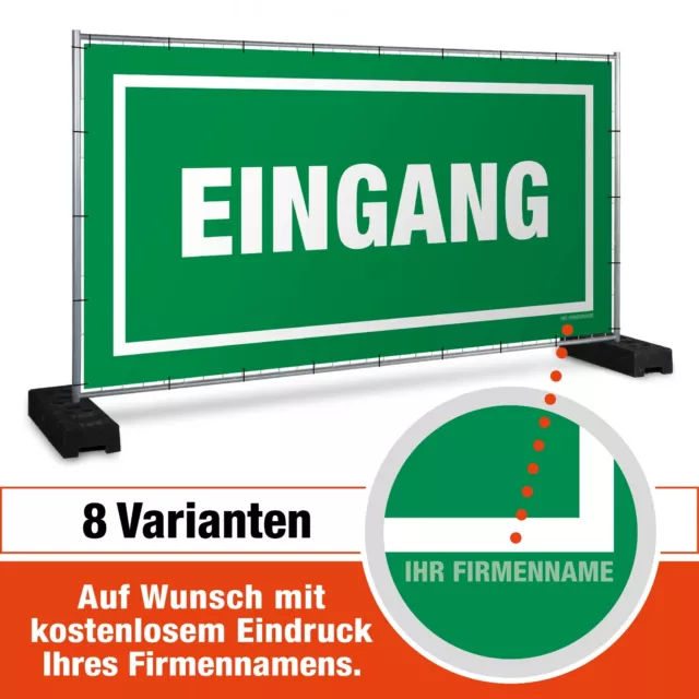 Bauzaunbanner Eingang Ausgang Wegweiser, Event, Veranstaltung, Festival, Markt