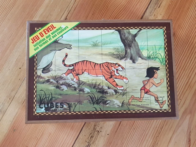 Ancien Puzzle Français 20 Cubes En Bois Massif – 6 Modèles, Enfants (Années 1950)