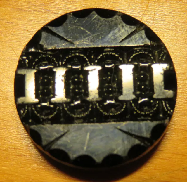 BOUTON ancien JAIS français ART DÉCO  Ø: 26 mm VICTORIAN BUTTON LOT de 3 BOUTONS