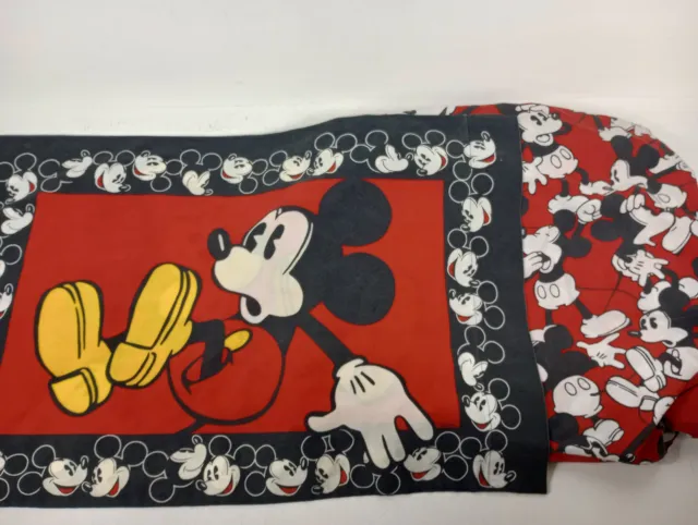 Vintage 90's Disney Mickey Mouse Fitted Twin Size Sheet & Pillow Case