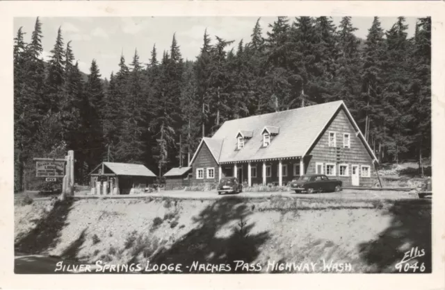 Vintage Postcard Silver Springs Lodge Naches Pass Highway WASHINGTON