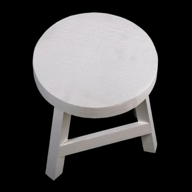 Taburete de madera blanco asiento de tres patas hogar niño decoración de sala de juegos 23 cm de alto 2