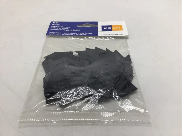 Kolo Photo Corners 300-1220 Black NEW 60 Pack Acid Free Archival